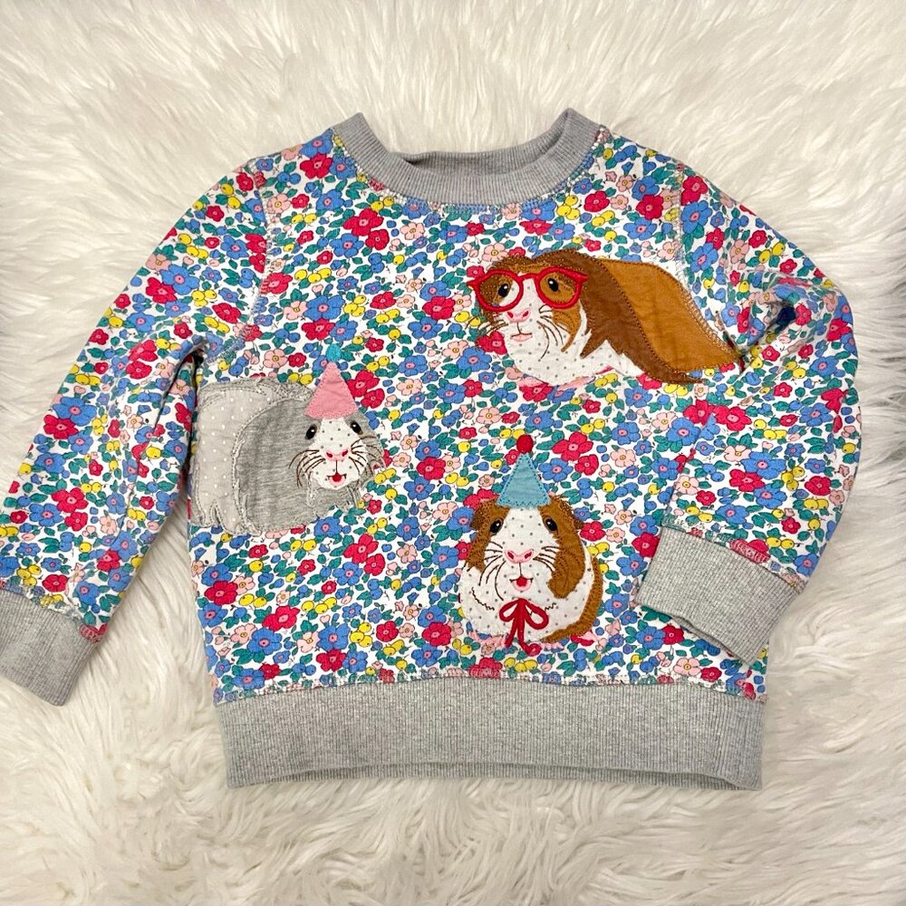 Mini Boden Cosy Applique Guinea Pig Floral Sweatshirt